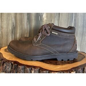 Rockport Mens Boots Brown Leather Hydroshield Storm Surge Gorpcore Hiking Sz 7.5